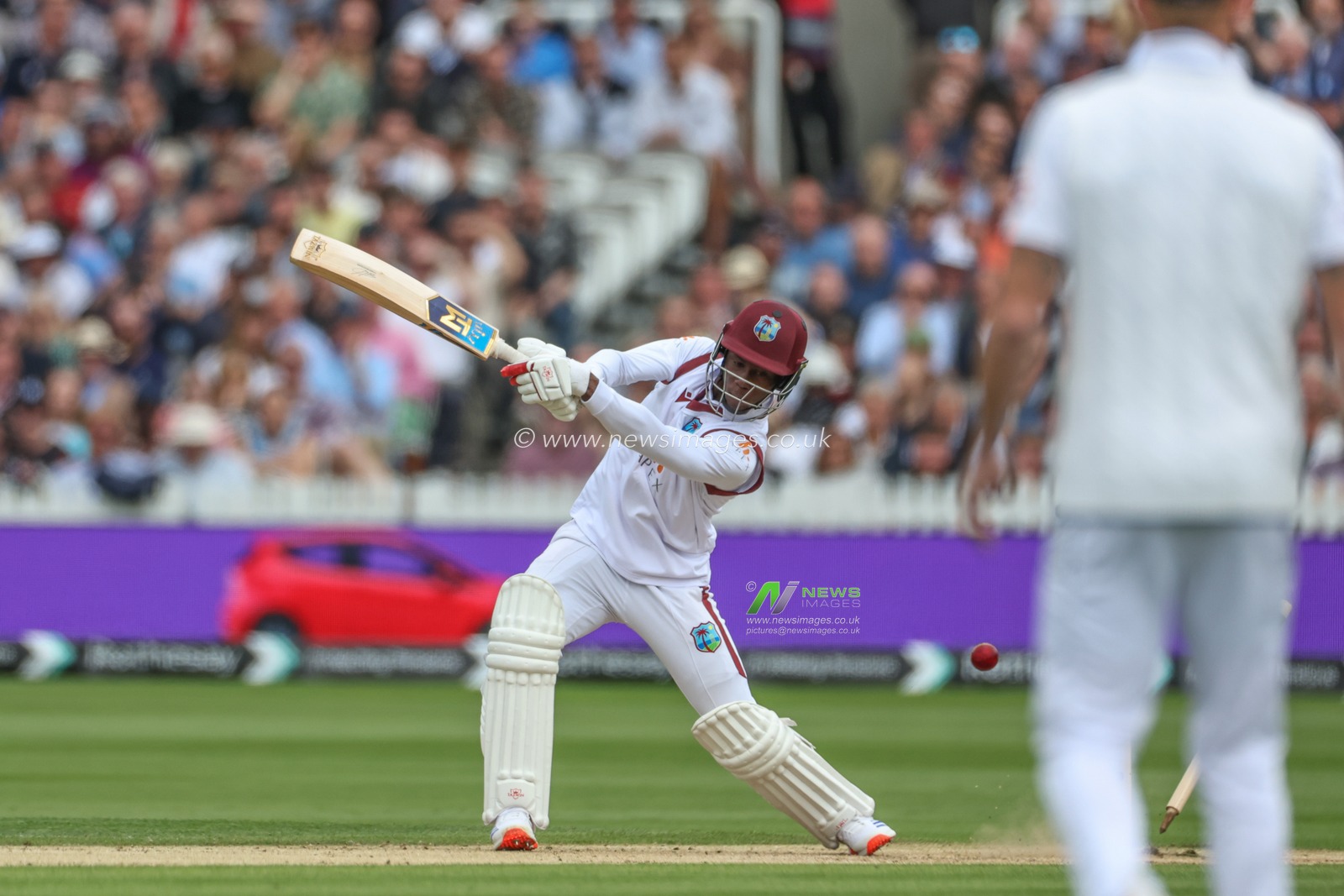 Shamar Joseph of West Indies is bowled out by Gus Atkinson of England during the Rothesay First Test Match Day Three England v West Indies at Lords, London, United Kingdom, 12th July 2024

(Photo by Mark Cosgrove/News Images)