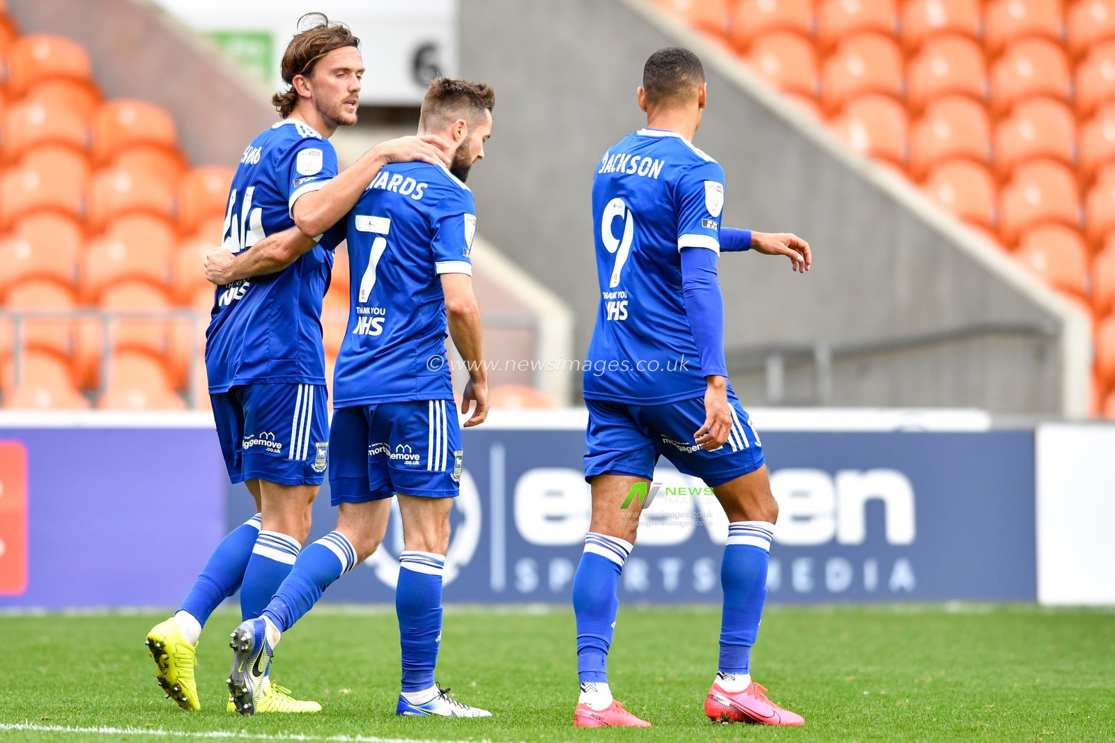 Gwion Edwards (7) of Ipswich Town celebrates his goal  to make it 1-4