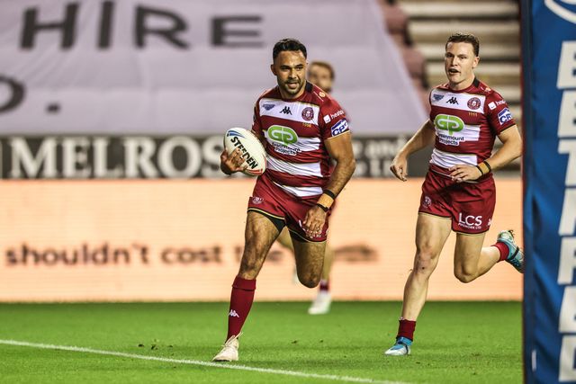 Bevan French of Wigan Warriors goes over for a try to make it 10-0 during the Betfred Super League round 27 match Wigan Warriors vs Leeds Rhinos at The Brick Community Stadium, Wigan, United Kingdom, 19th September 2025

(Photo by Alfie Cosgrove/News Images)