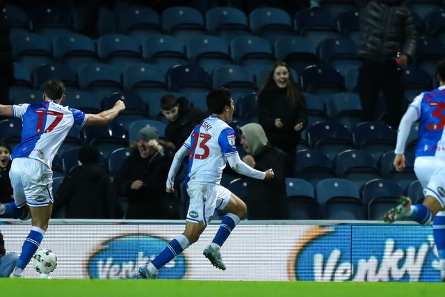 Yuki Ohashi of Blackburn Rovers celebrates after scoring to make it 1-0 during the Sky Bet Championship match Blackburn Rovers vs Preston North End at Ewood Park, Blackburn, United Kingdom on 20 February 2026

(Photo by Jorge Horsted/News Images)
