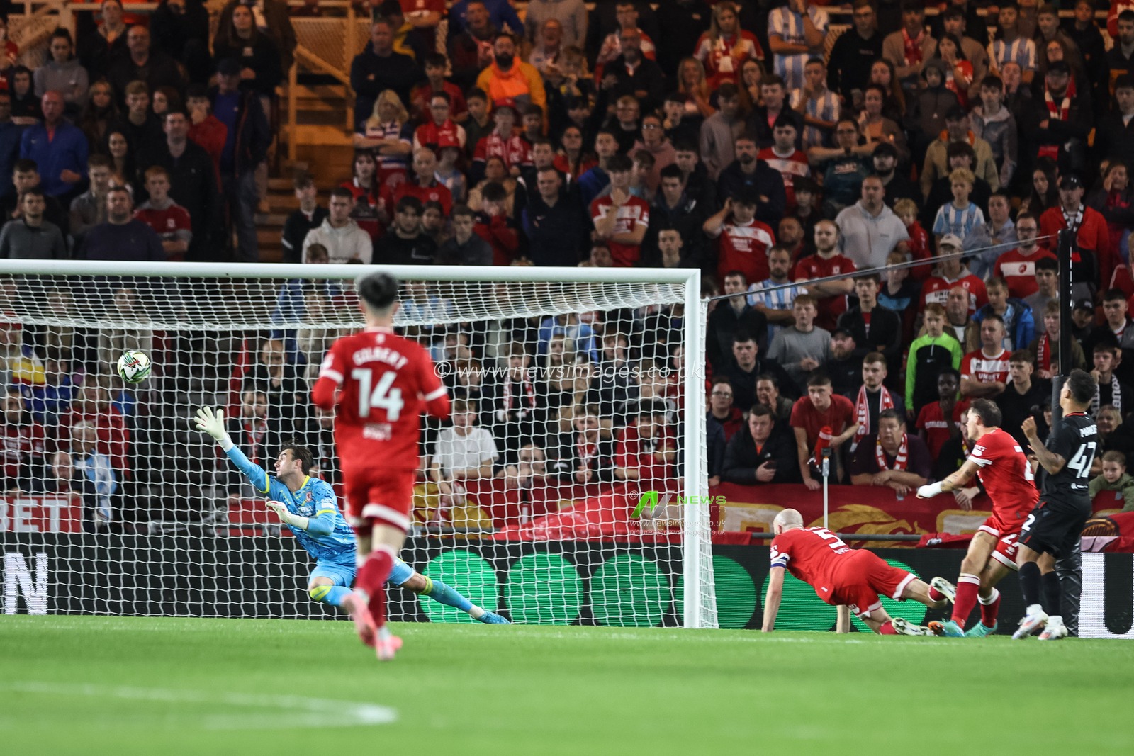 Million Manhoef of Stoke City scores to make it 0-4 during the Carabao Cup match Middlesbrough vs Stoke City at Riverside Stadium, Middlesbrough, United Kingdom, 27th August 2024

(Photo by Mark Cosgrove/News Images)