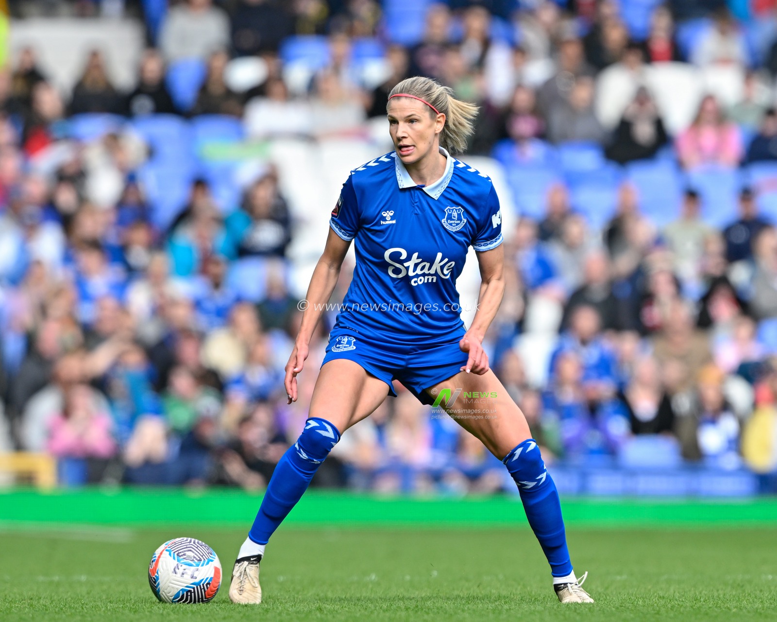 Justine Vanhaevermaet of Everton Women in action, during The FA Women's Super League match Everton Women vs Liverpool Women at Goodison Park, Liverpool, United Kingdom, 24th March 2024

(Photo by Cody Froggatt/News Images)