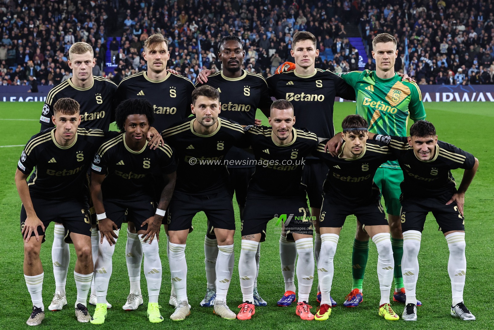Sparta Prague players line up during the UEFA Champions League, League Stage Manchester City v Sparta Prague at Etihad Stadium, Manchester, United Kingdom, 23rd October 2024

(Photo by Mark Cosgrove/News Images)