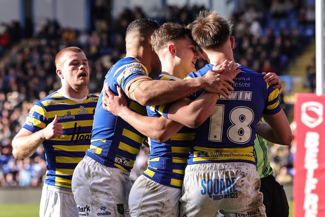 Ewan Irwin of Warrington Wolves goes over for a try during the Betfred Challenge Cup round 4 match Goole Vikings vs Warrington Wolves at The Halliwell Jones Stadium, Warrington, United Kingdom on 14 March 2026

(Photo by Mark Cosgrove/News Images)