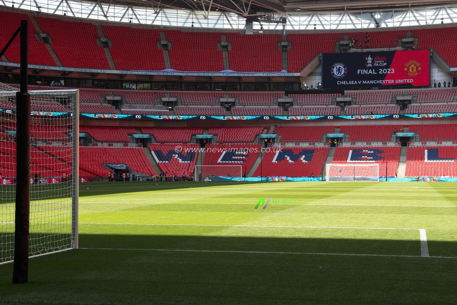 Interior view of Wembley Stadium ahead of the Vitality Women's FA Cup Final match Chelsea FC Women vs Manchester United Women at Wembley Stadium, London, United Kingdom, 14th May 2023

(Photo by Conor Molloy/News Images)