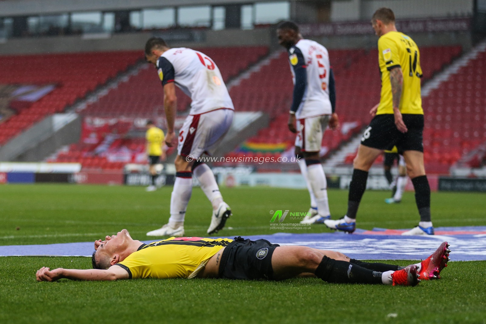 Ryan Fallowfield (2) of Harrogate Town is frustrated after his team loses 1-2