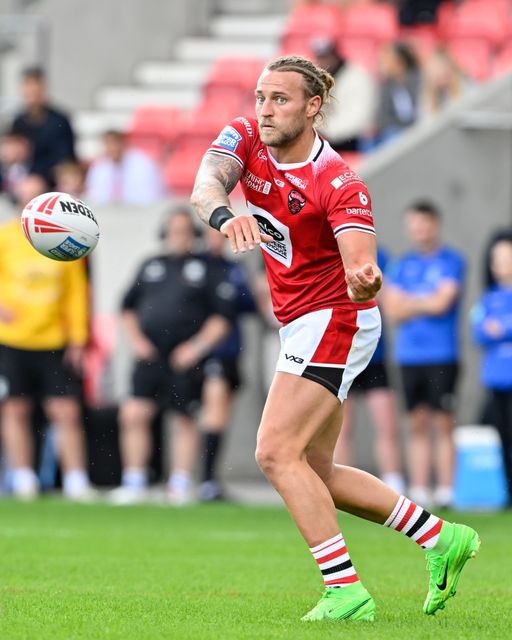 Chris Hankinson of Salford Red Devils passes the ball during the Betfred Super League Round 16 match Salford Red Devils vs Hull FC at Salford Community Stadium, Eccles, United Kingdom, 7th July 2024

(Photo by Cody Froggatt/News Images)