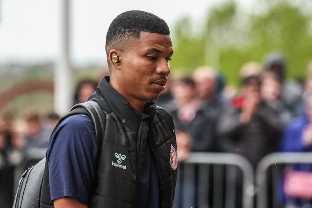 Reinildo Mandava of Sunderland arrives during the Premier League match Sunderland vs Manchester United at Stadium Of Light, Sunderland, United Kingdom on 09 May 2026

(Photo by Alfie Cosgrove/News Images)