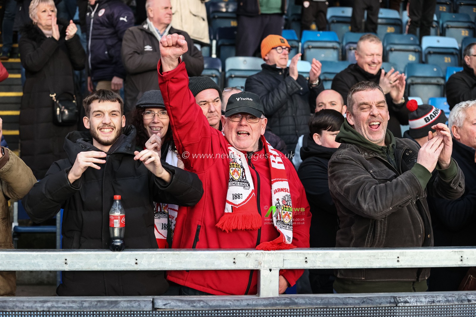 Barnsley fans celebrate their 2-4 win during the Sky Bet League 1 match Wycombe Wanderers vs Barnsley at Adams Park, High Wycombe, United Kingdom, 2nd March 2024

(Photo by Mark Cosgrove/News Images)