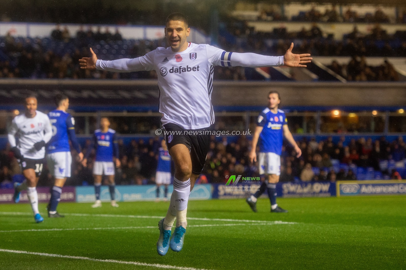 9th November 2019, St Andrews, Birmingham, England; Sky Bet Championship, Birmingham City v Fulham : Aleksandar Mitrovic (09) of Fulham scores to make it 1-0 to Fulham

Credit: Gareth Dalley/News Images
