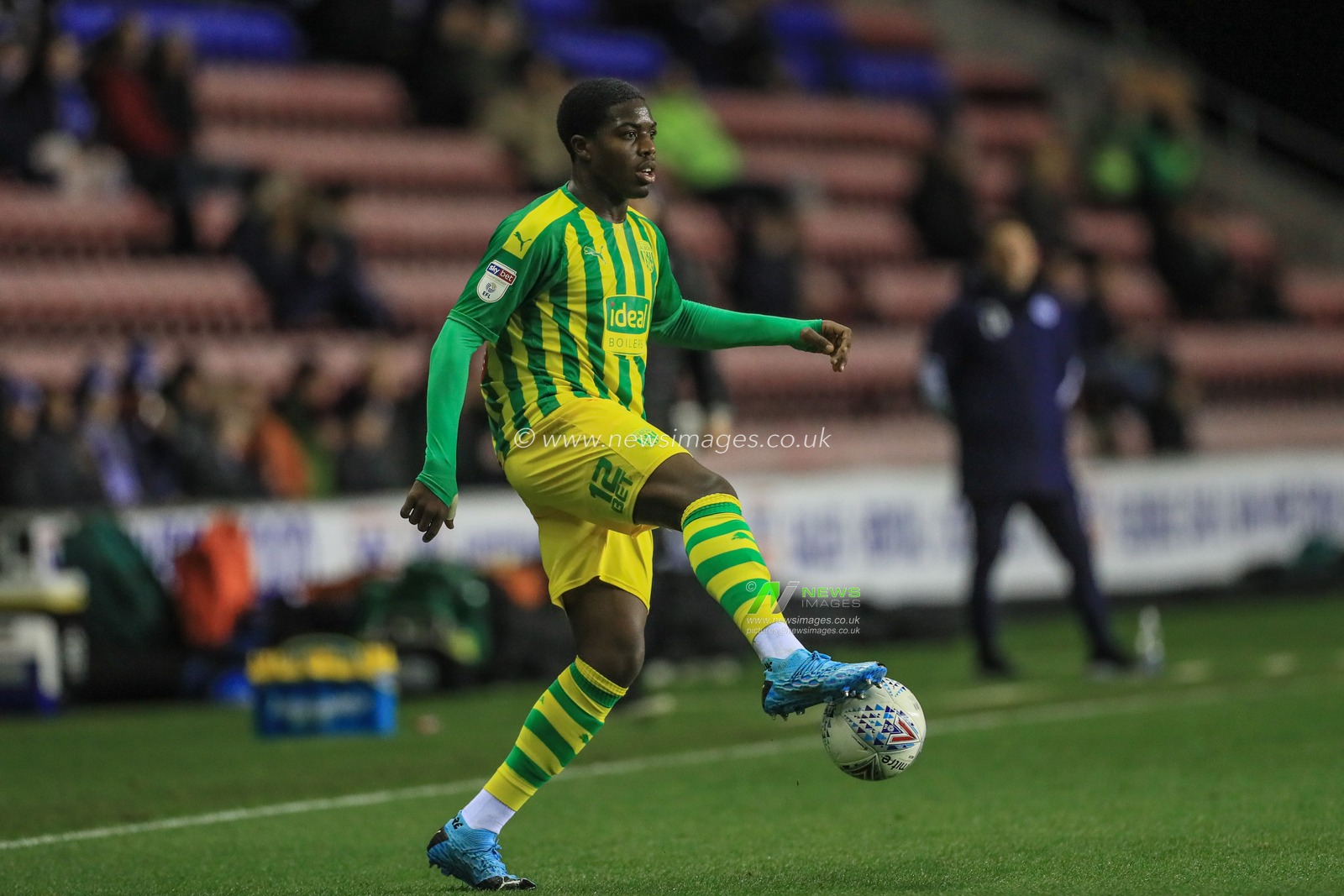 11th December 2019, DW Stadium, Wigan, England; Sky Bet Championship, Wigan Athletic v West Bromwich Albion : Nathan Ferguson (36) of West Bromwich Albion  during the game

Credit: Mark Cosgrove/News Images