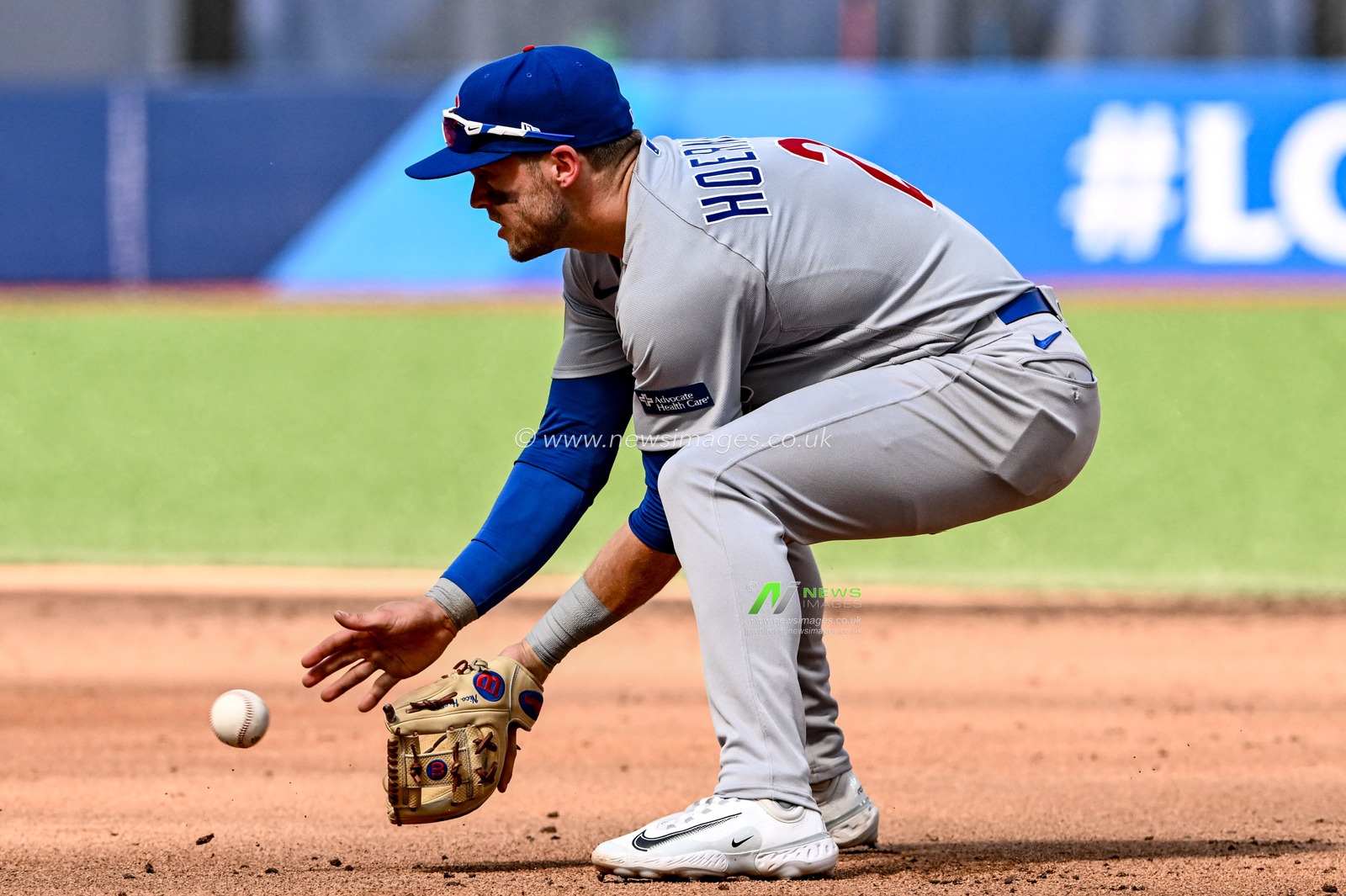 Nico Hoerner #2 of the Chicago Cubs fields the ball during the 2023 MLB London Series match St. Louis Cardinals vs Chicago Cubs at London Stadium, London, United Kingdom, 25th June 2023

(Photo by Craig Thomas/News Images)