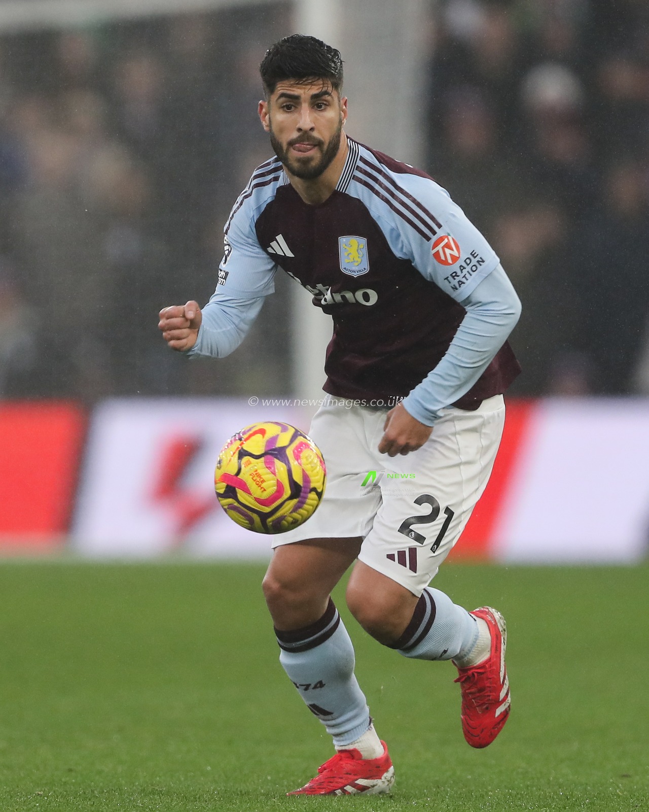 Marco Asensio of Aston Villa goes forward with the ball during the Premier League match Aston Villa vs Ipswich Town at Villa Park, Birmingham, United Kingdom, 15th February 2025

(Photo by Gareth Evans/News Images)