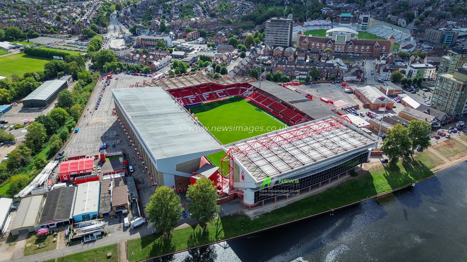 A general view of the stadium from the sky during the Premier League match Nottingham Forest vs Tottenham Hotspur at City Ground, Nottingham, United Kingdom on 05 September 2026

(Photo by Maynard Manyowa/News Images)