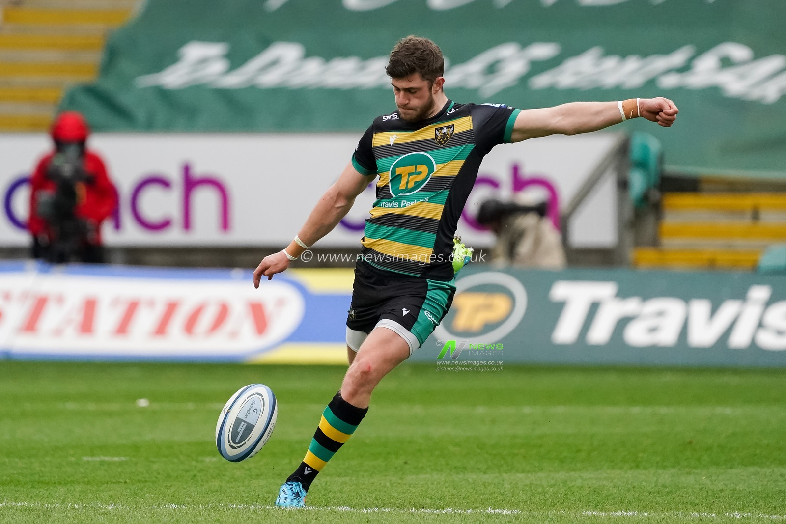 James Grayson #10 of Northampton Saints in action