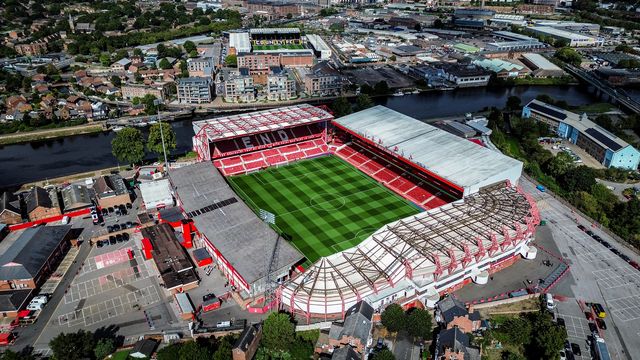 A general view of the stadium from the sky during the Premier League match Nottingham Forest vs Tottenham Hotspur at City Ground, Nottingham, United Kingdom on 05 September 2026

(Photo by Maynard Manyowa/News Images)