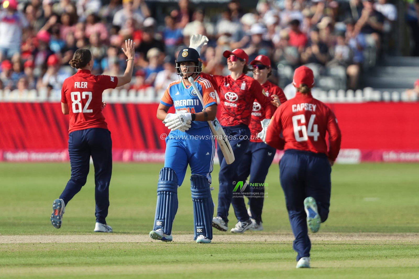 Shafali Verma of India leaves the field of play after been dismissed during the 2nd Vitality IT20 England Women vs India Women at Seat Unique Stadium, Bristol, United Kingdom, 1st July 2025

(Photo by Izzy Poles/News Images)