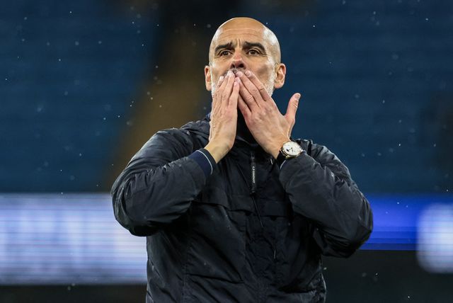 Josep Guardiola manager of Manchester City celebrates with the fans during the Premier League match Manchester City vs Crystal Palace at Etihad Stadium, Manchester, United Kingdom on 13 May 2026

(Photo by Mark Cosgrove/News Images)