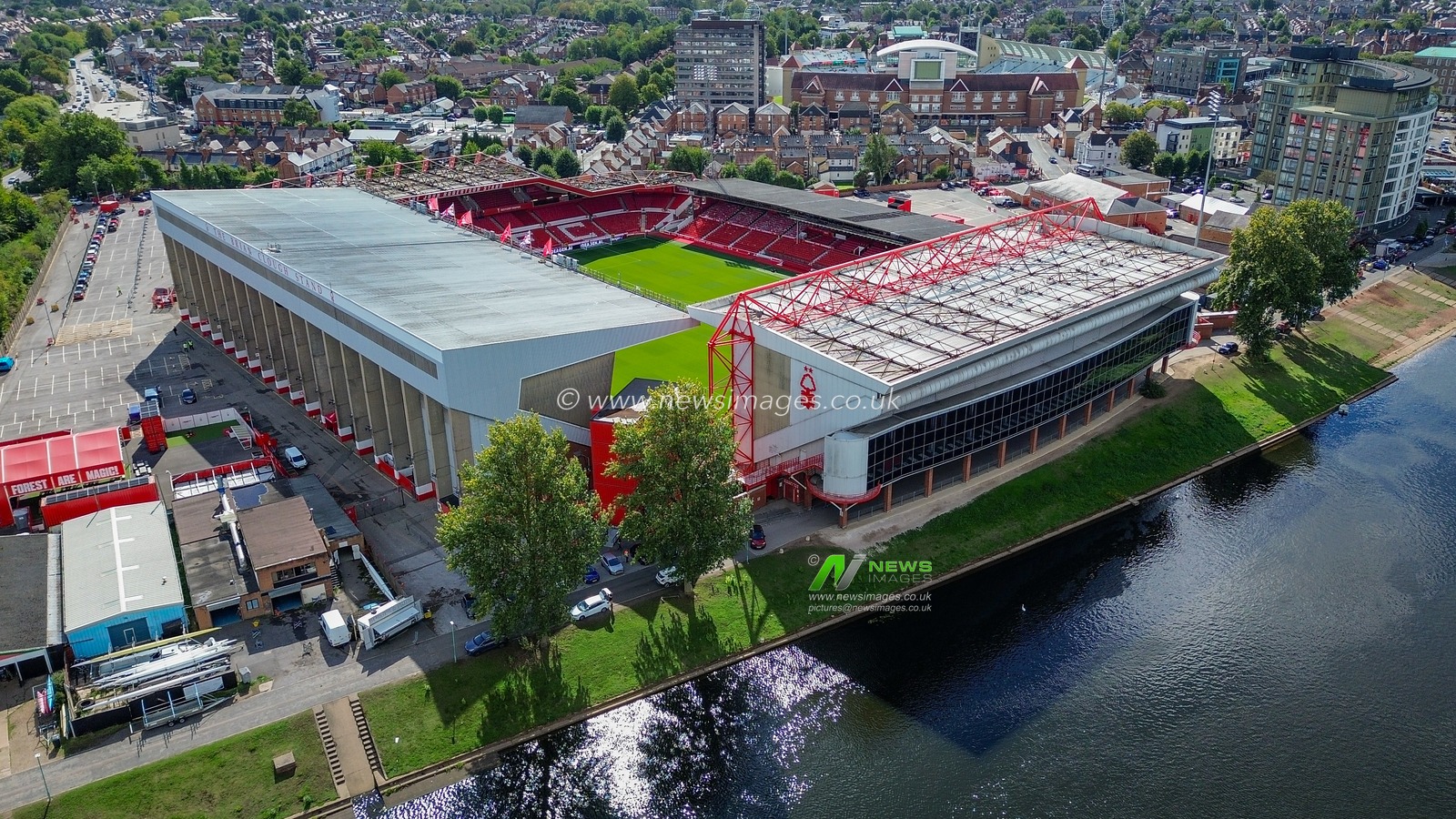 A general view of the stadium from the sky during the Premier League match Nottingham Forest vs Tottenham Hotspur at City Ground, Nottingham, United Kingdom on 05 September 2026

(Photo by Maynard Manyowa/News Images)