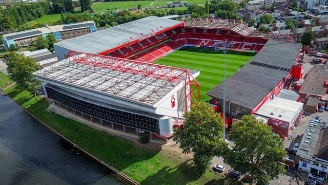 A general view of the stadium from the sky during the Premier League match Nottingham Forest vs Tottenham Hotspur at City Ground, Nottingham, United Kingdom on 05 September 2026

(Photo by Maynard Manyowa/News Images)