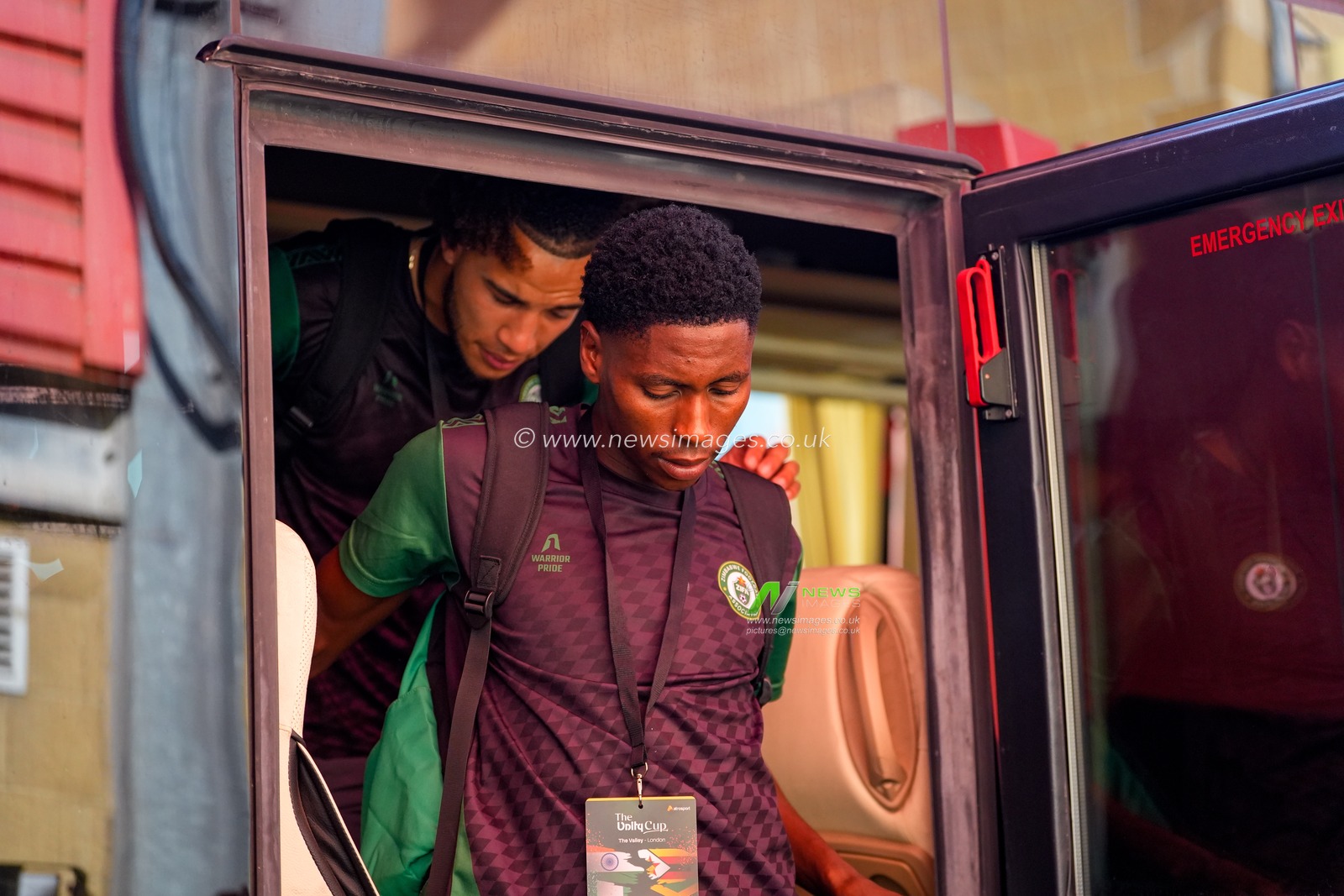 Mongameli Tshuma of Zimbabwe arrives during the Nigeria vs Zimbabwe Unity Cup 2026 semi-final match at The Valley in Charlton, London, England on Tuesday, May 26, 2026.
