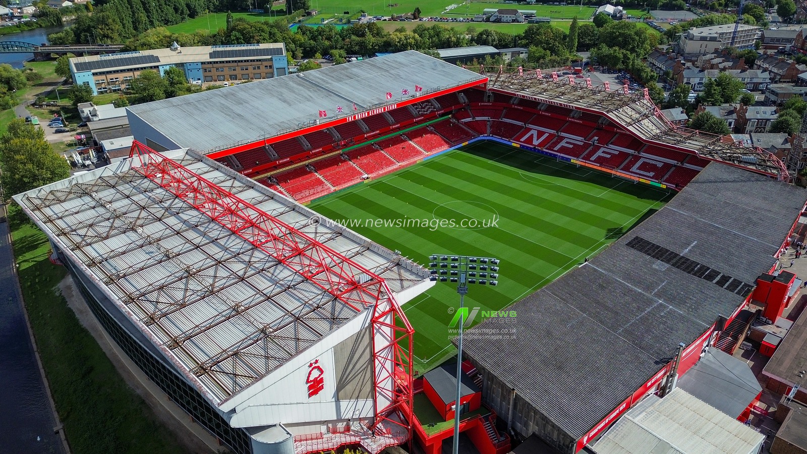 A general view of the stadium from the sky during the Premier League match Nottingham Forest vs Tottenham Hotspur at City Ground, Nottingham, United Kingdom on 05 September 2026

(Photo by Maynard Manyowa/News Images)