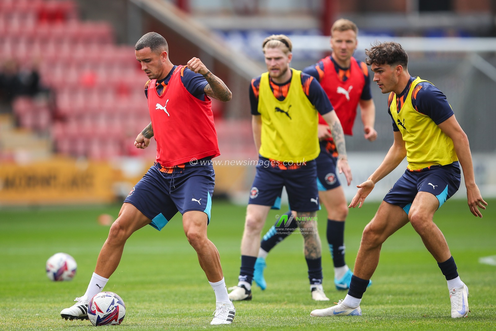 Oliver Norburn of Blackpool during the pre-game warm up ahead of the Pre-season friendly match Crewe Alexandra vs Blackpool at Alexandra Stadium, Crewe, United Kingdom, 3rd August 2024

(Photo by Gareth Evans/News Images)