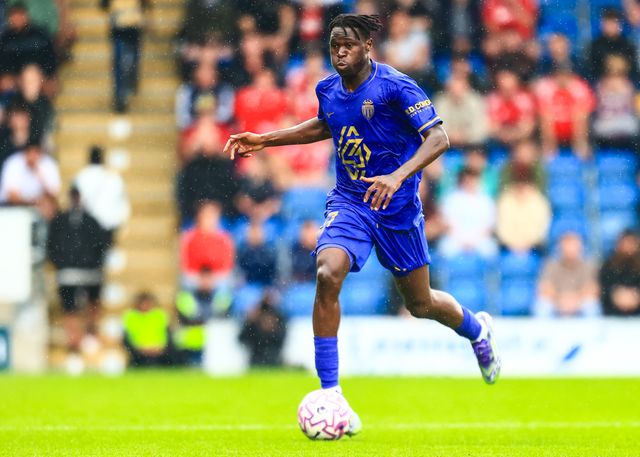 Wilfried Singo of Monaco on the ball during the Pre-season friendly match Nottingham Forest vs Monaco at SMH Group Stadiumact Stadium, Chesterfield, United Kingdom, 19th July 2025

(Photo by Richard Bierton/News Images)