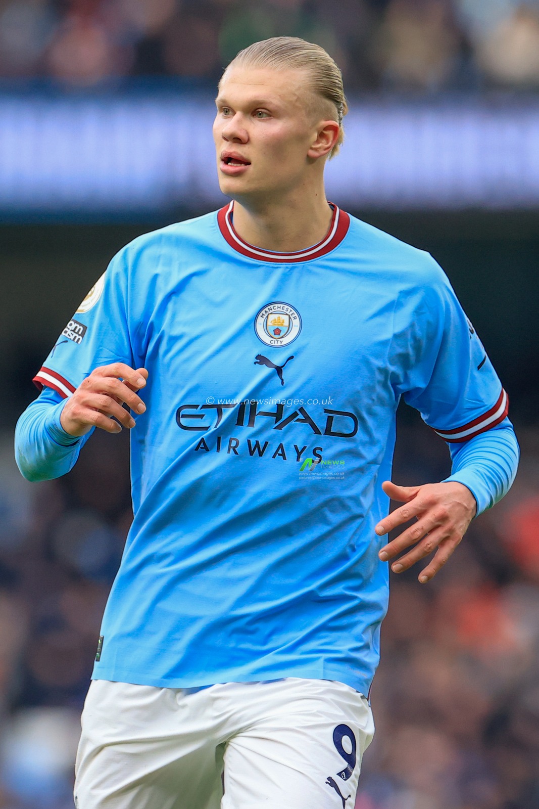 Erling Haaland #9 of Manchester City during the Premier League match Manchester City vs Wolverhampton Wanderers at Etihad Stadium, Manchester, United Kingdom, 22nd January 2023

(Photo by Conor Molloy/News Images)