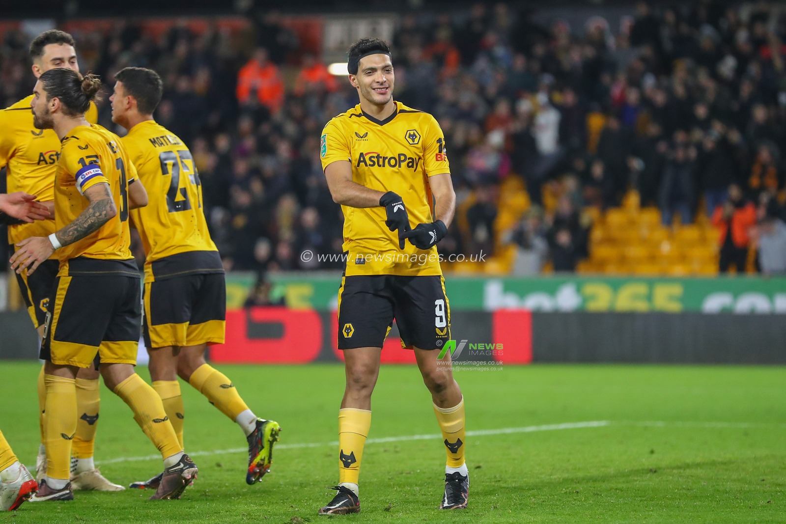 RaÃºl JimÃ©nez #9 of Wolverhampton Wanderers celebrates his goal to make it 1-0 during the Carabao Cup Fourth Round match Wolverhampton Wanderers vs Gillingham at Molineux, Wolverhampton, United Kingdom, 20th December 2022

(Photo by Gareth Evans/News Images)