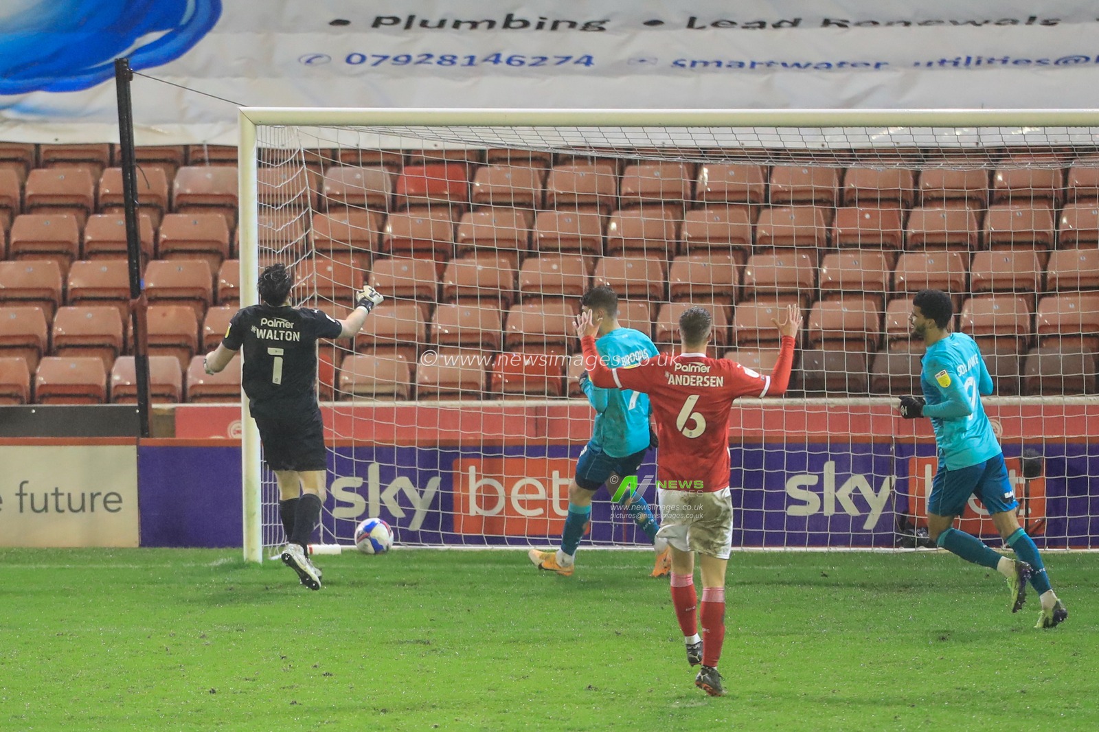 Sam Surridge #14 of Bournemouth scores to make it 0-4