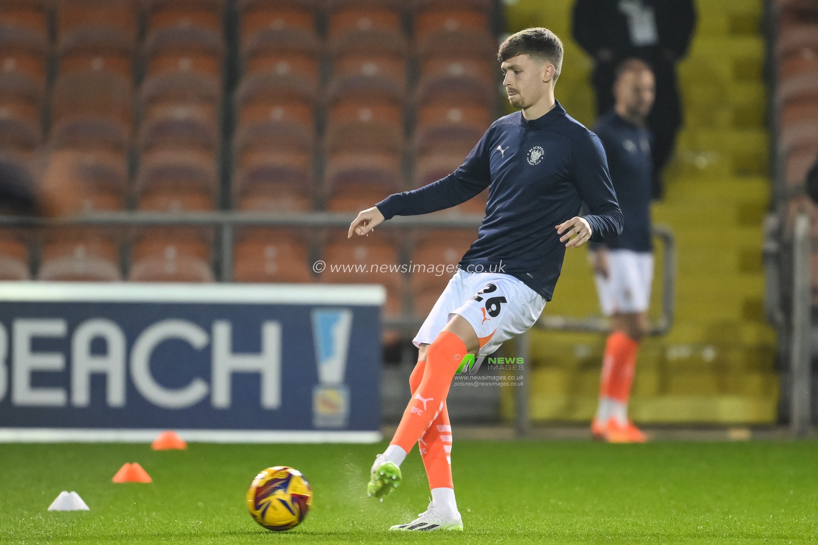 Zac Ashworth of Blackpool during the pre-game warmup ahead of the Bristol Street Motors Trophy match Blackpool vs Liverpool U21 at Bloomfield Road, Blackpool, United Kingdom, 6th November 2024

(Photo by Craig Thomas/News Images)
