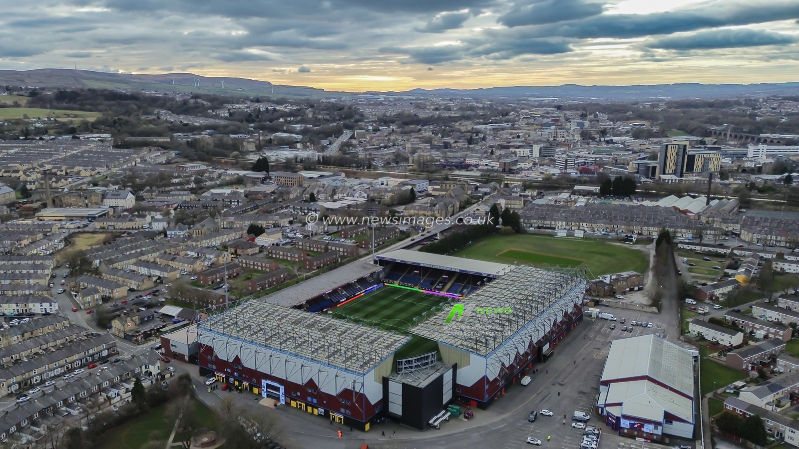 An aerial general view of the Turf moor ahead of the Sky Bet Championship match Burnley vs West Bromwich Albion at Turf Moor, Burnley, United Kingdom, 11th March 2025

(Photo by Jorge Horsted/News Images)