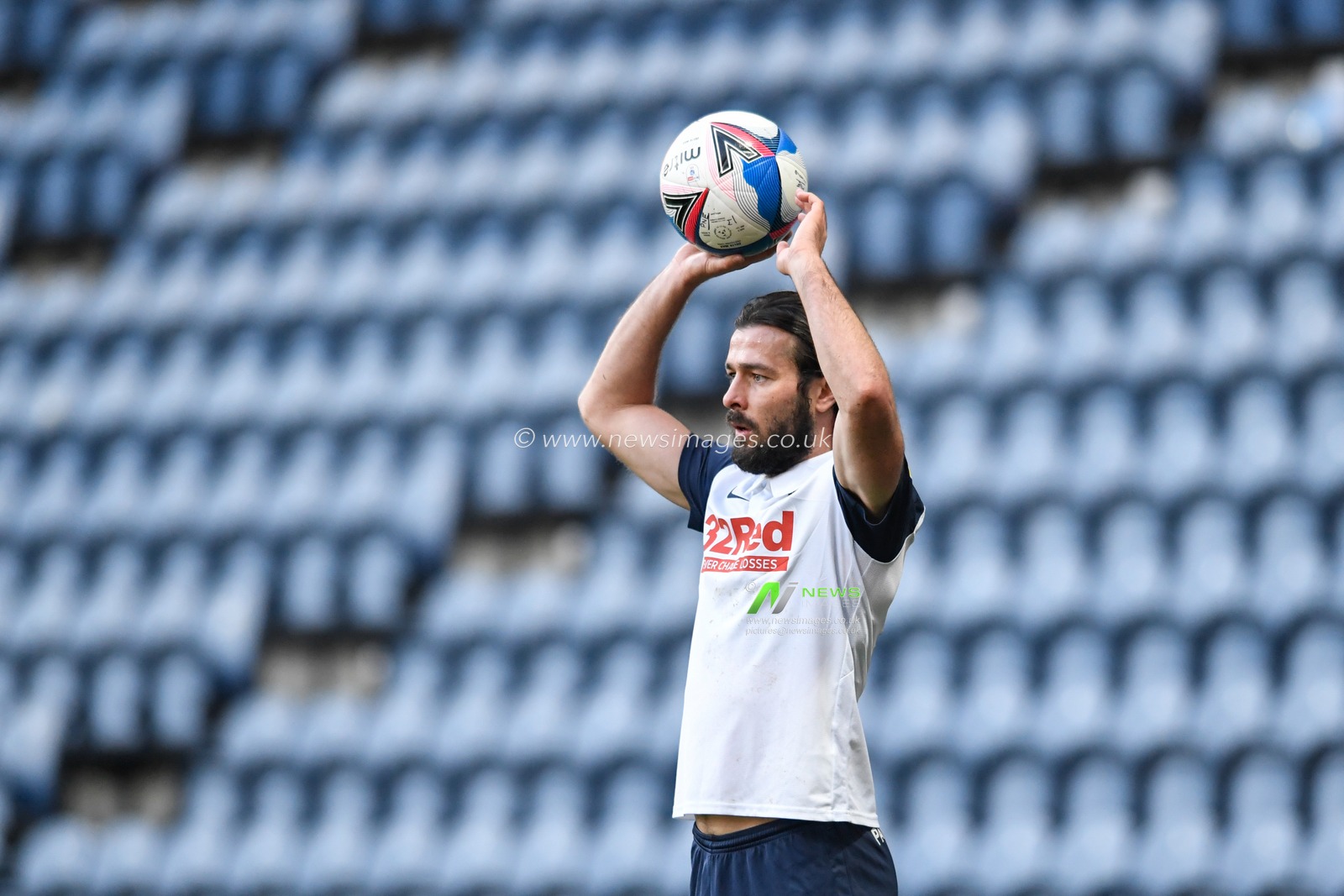 Joe Rafferty #15 of Preston North End takes a throw in