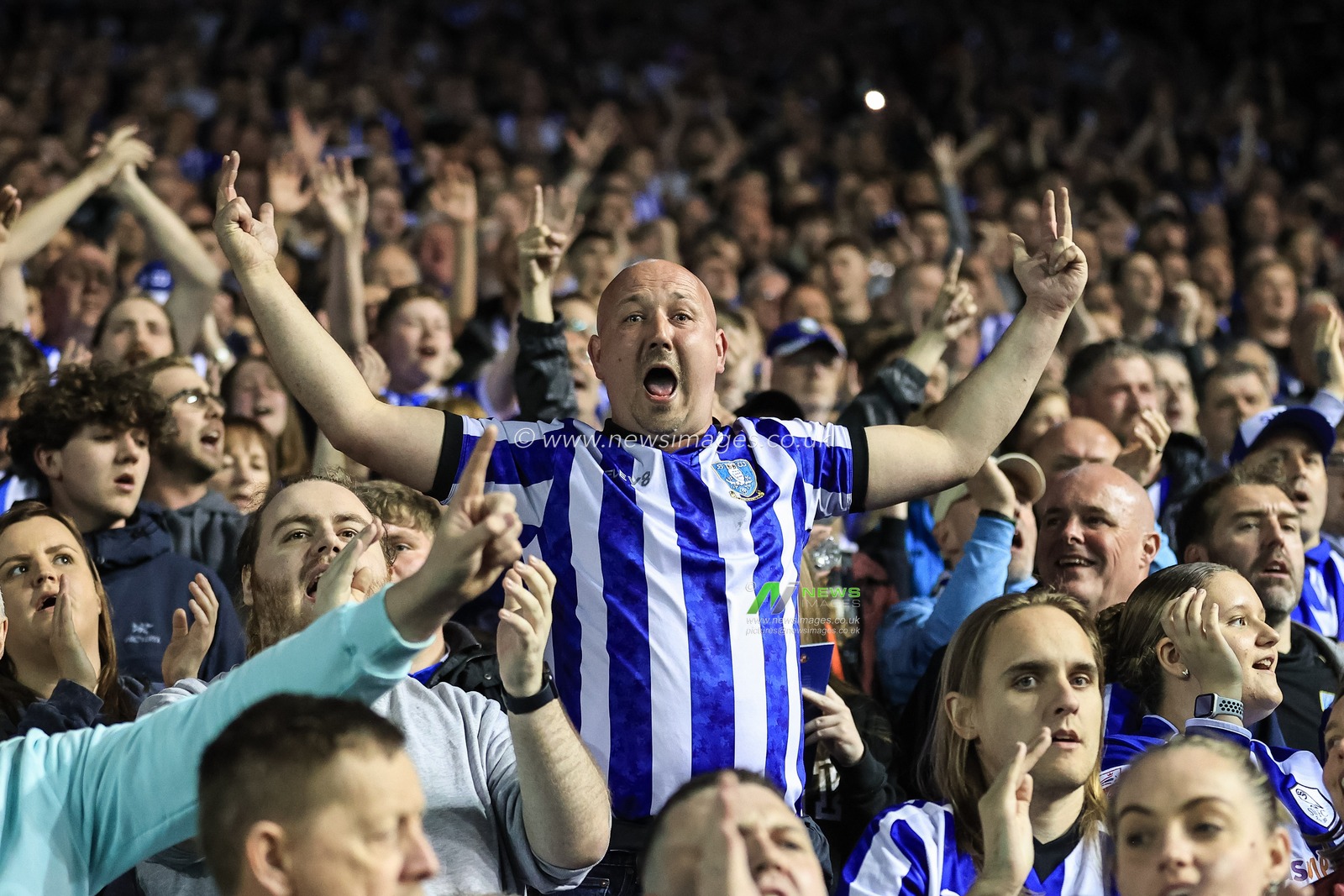 Sheffield Wednesday fans go wild after Lee Gregory #9 of Sheffield Wednesday scores to make it 1-0