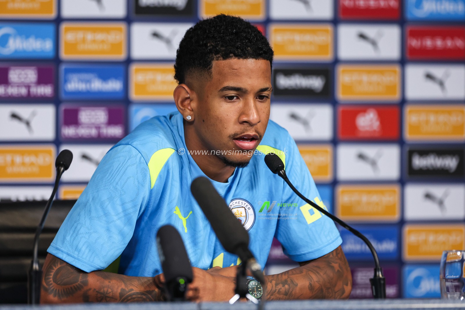Savinho the new Manchester City signing during a press conference at Etihad Stadium, Manchester, United Kingdom, 4th August 2024

(Photo by Mark Cosgrove/News Images)