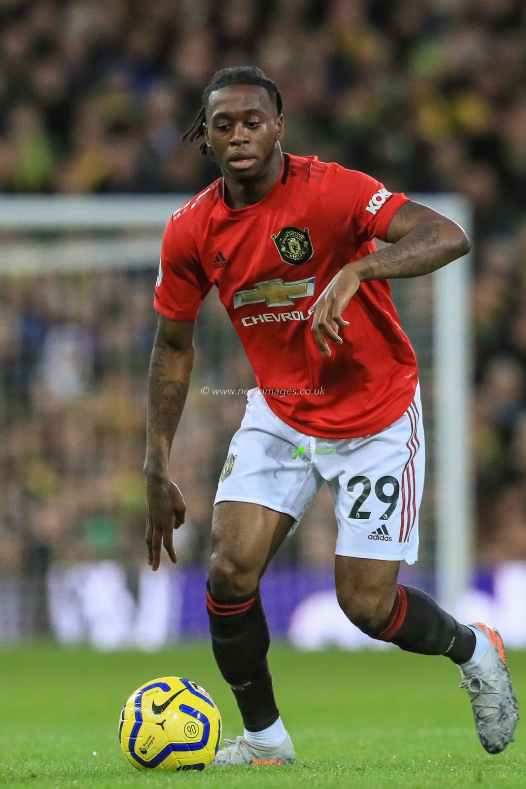 27th October 2019, Carrow Road, Norwich, England; Premier League, Norwich City v Manchester United : Aaron Wan-Bissaka (29) of Manchester United in action during the game 

Credit: Mark Cosgrove/News Images