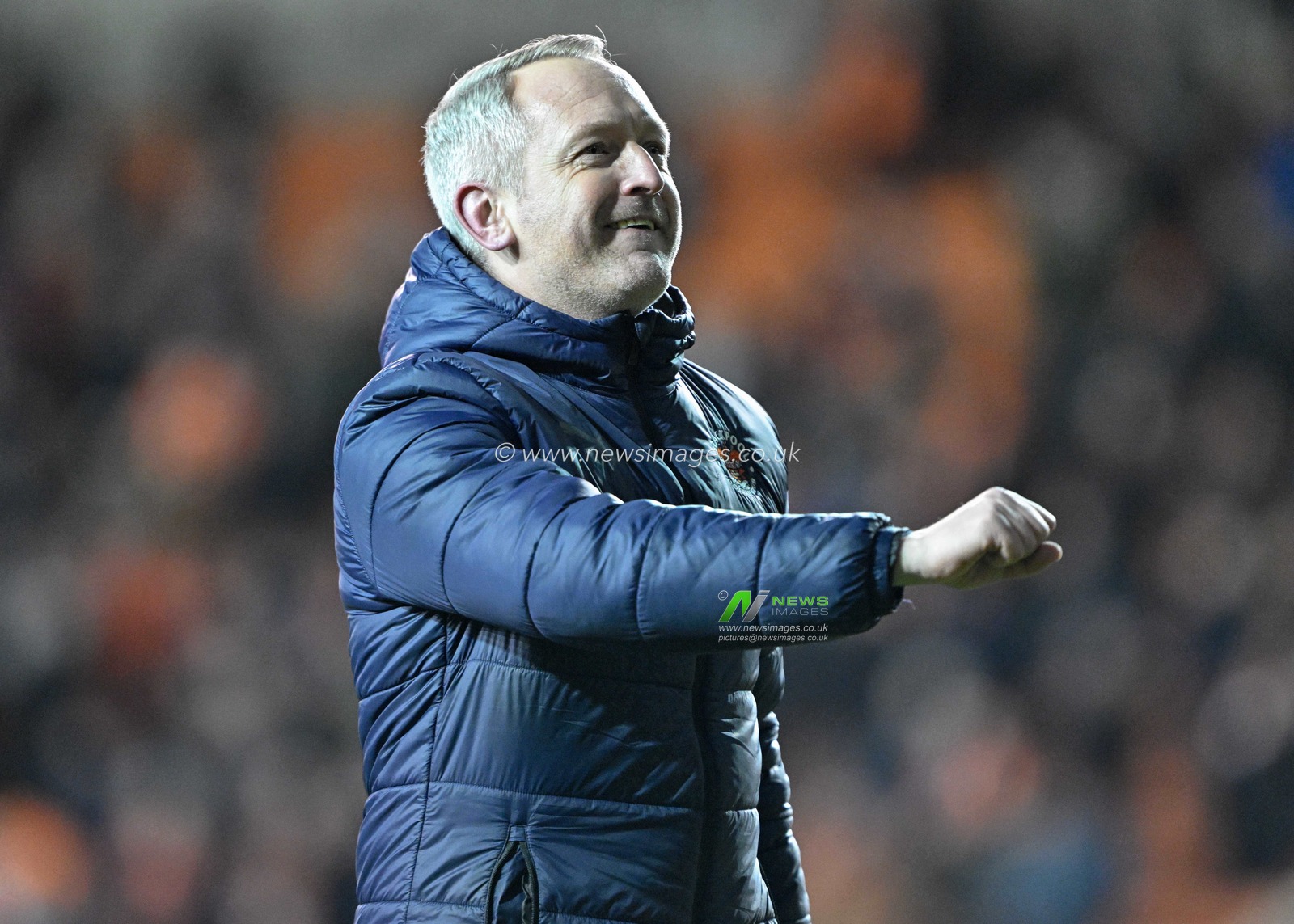 Neil Critchley Head Coach of Blackpool celebrates the full time result, during the Bristol Street Motors Trophy Quarter Final match Blackpool vs Bolton Wanderers at Bloomfield Road, Blackpool, United Kingdom, 30th January 2024

(Photo by Cody Froggatt/News Images)