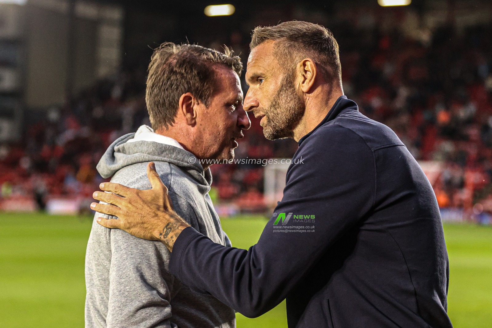 Daniel Stendel manager of Barnsley shakes hands with Ian Evatt manager of Blackpool during the Sky Bet League One match Barnsley vs Blackpool at Oakwell, Barnsley, United Kingdom on 02 September 2026

(Photo by Alfie Cosgrove/News Images)