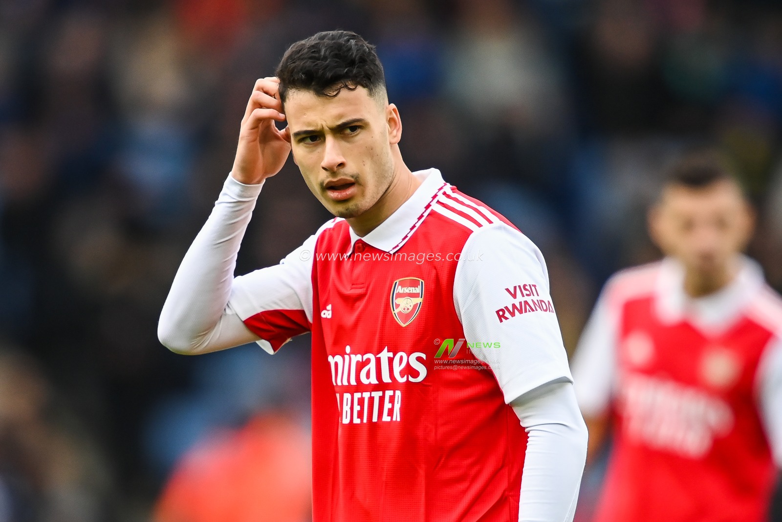 Gabriel Martinelli #11 of Arsenal scratches his head during the Premier League match Leicester City vs Arsenal at King Power Stadium, Leicester, United Kingdom, 25th February 2023

(Photo by Craig Thomas/News Images)