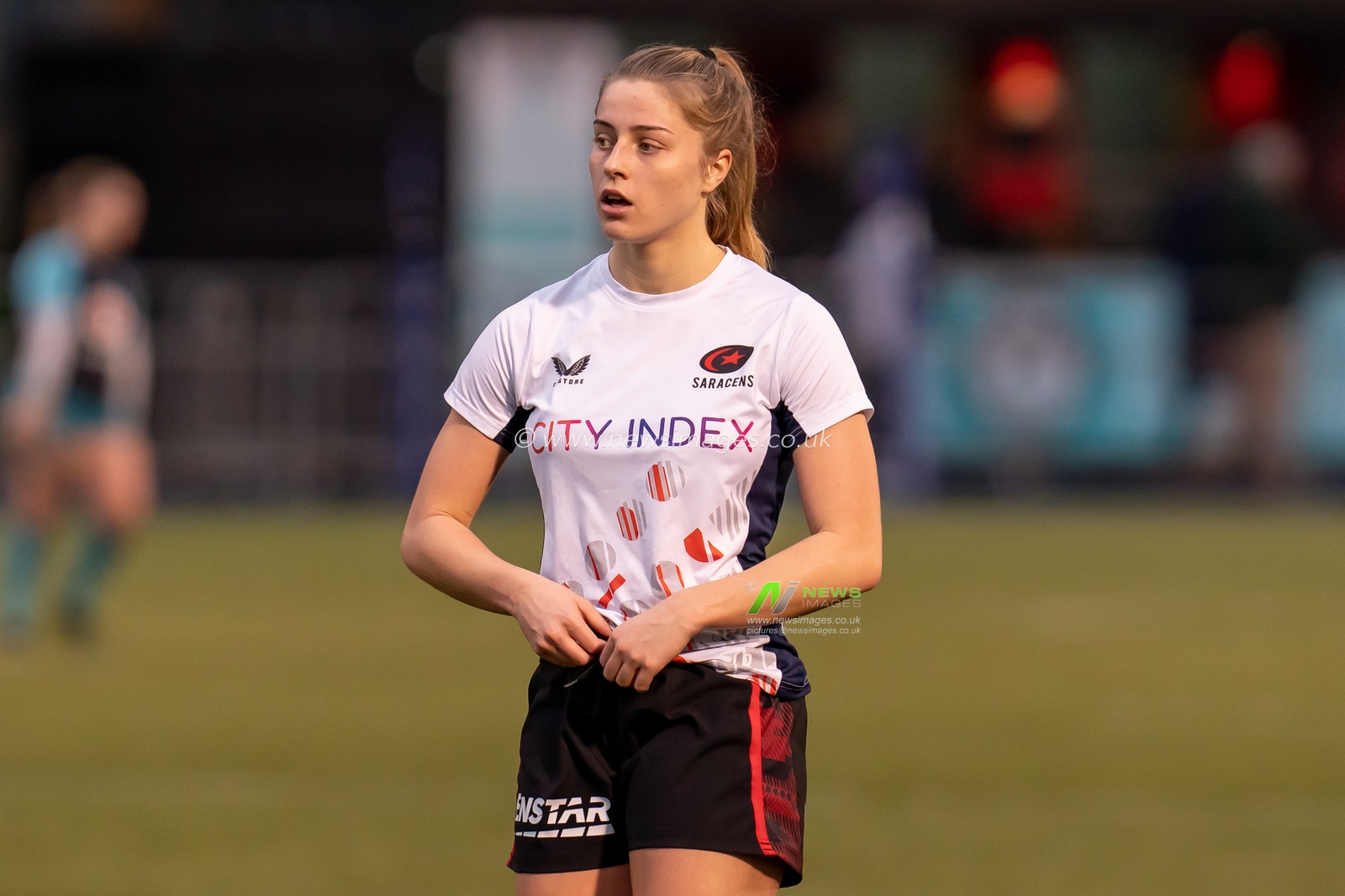 Lycy Biggs #14 of Saracens Women warming up prior to the Women's Allianz Premier 15's match Saracens Women vs Wasps Women at StoneX Stadium, London, United Kingdom, 27th November 2022

(Photo by Richard Washbrooke/News Images)