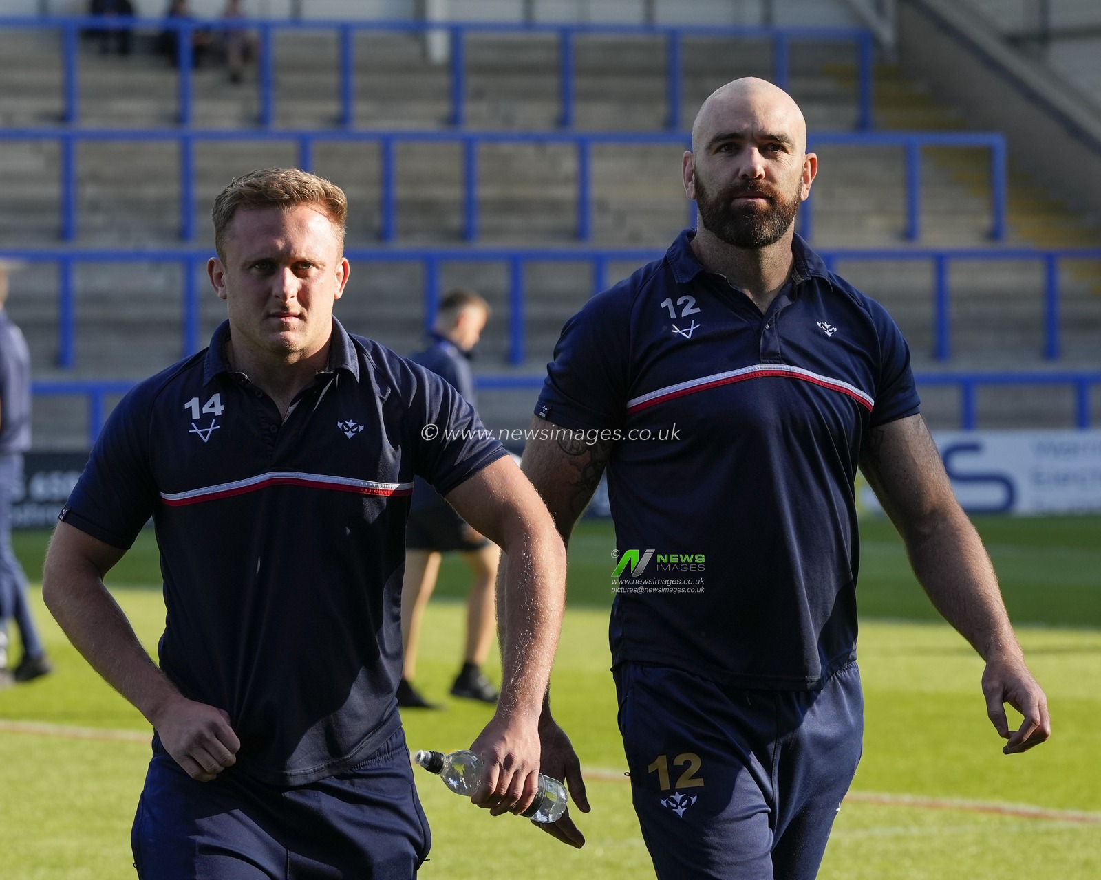 Jez Litten #14 of Hull KR and Kane Linnett #12 of Hull KR inspect the pitch before the Betfred Super LeagueRound 12 match Warrington Wolves vs Hull KR at Halliwell Jones Stadium, Warrington, United Kingdom, 12th May 2023

(Photo by Steve Flynn/News Images)