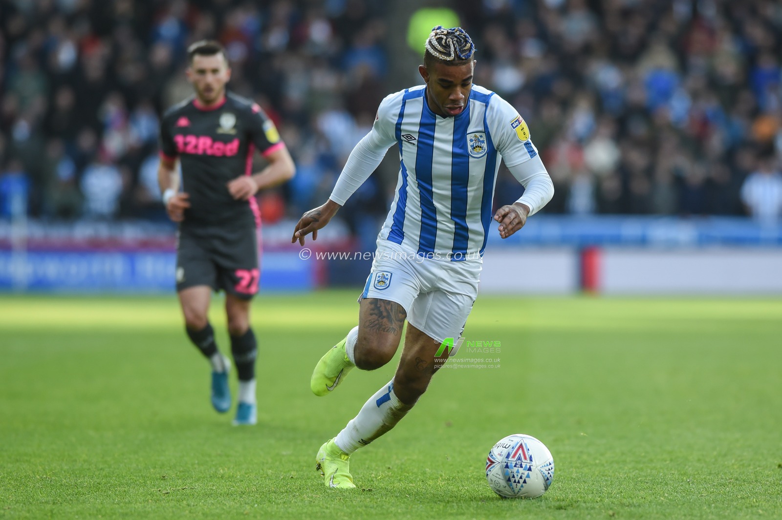 7th December 2019, John Smith's Stadium, Huddersfield, England; Sky Bet Championship, Huddersfield Town v Leeds United : Juninho Bacuna (7) of Huddersfield Town with the ball 
Credit: Dean Williams/News Images