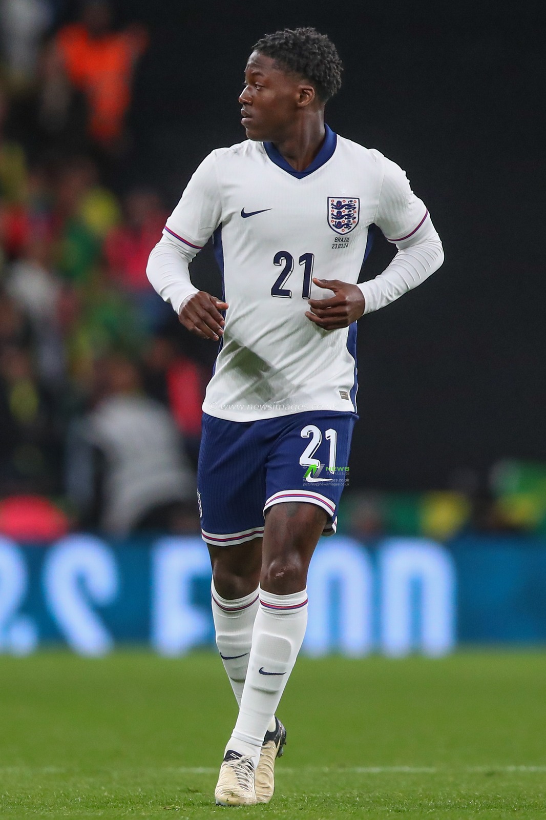 Kobbie Mainoo of England during the International Friendly match England vs Brazil at Wembley Stadium, London, United Kingdom, 23rd March 2024

(Photo by Gareth Evans/News Images)