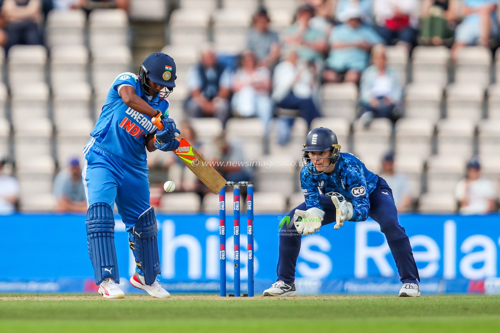 Deepti Sharma of India bats during the 1st Metro Bank One Day International match England Women vs India Women at The Utilita Bowl, Southampton, United Kingdom, 16th July 2025

(Photo by Izzy Poles/News Images)