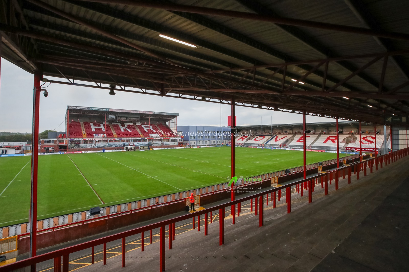 A general view inside The Sewell Group Craven Park Stadium ahead of the Betfred Super League Round 23 match Hull KR vs Leigh Leopards at Sewell Group Craven Park, Kingston upon Hull, United Kingdom, 25th August 2023

(Photo by James Heaton/News Images)