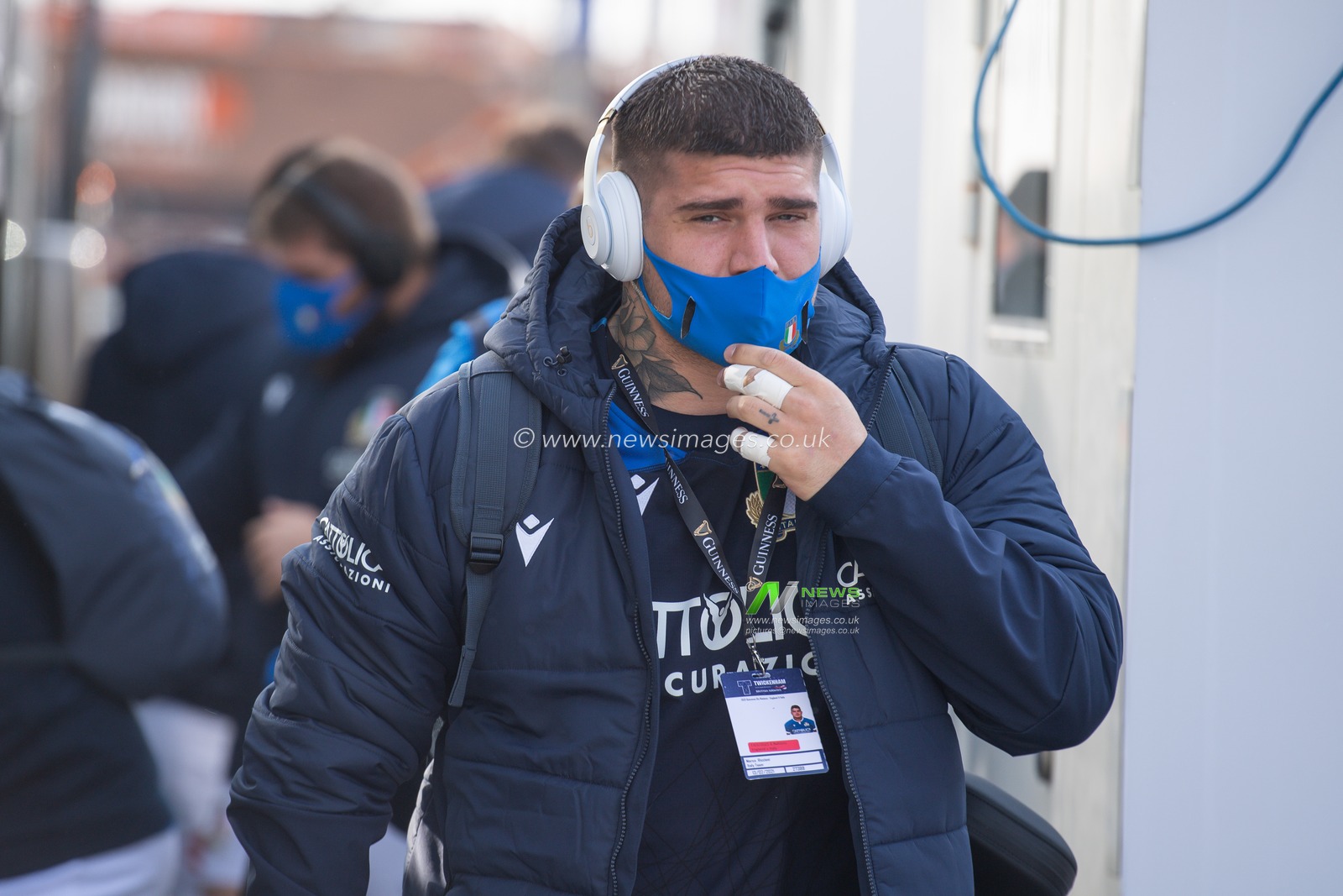 Marco Riccion of Italy arrives at Twickenham Stadium, Home of England Rugby