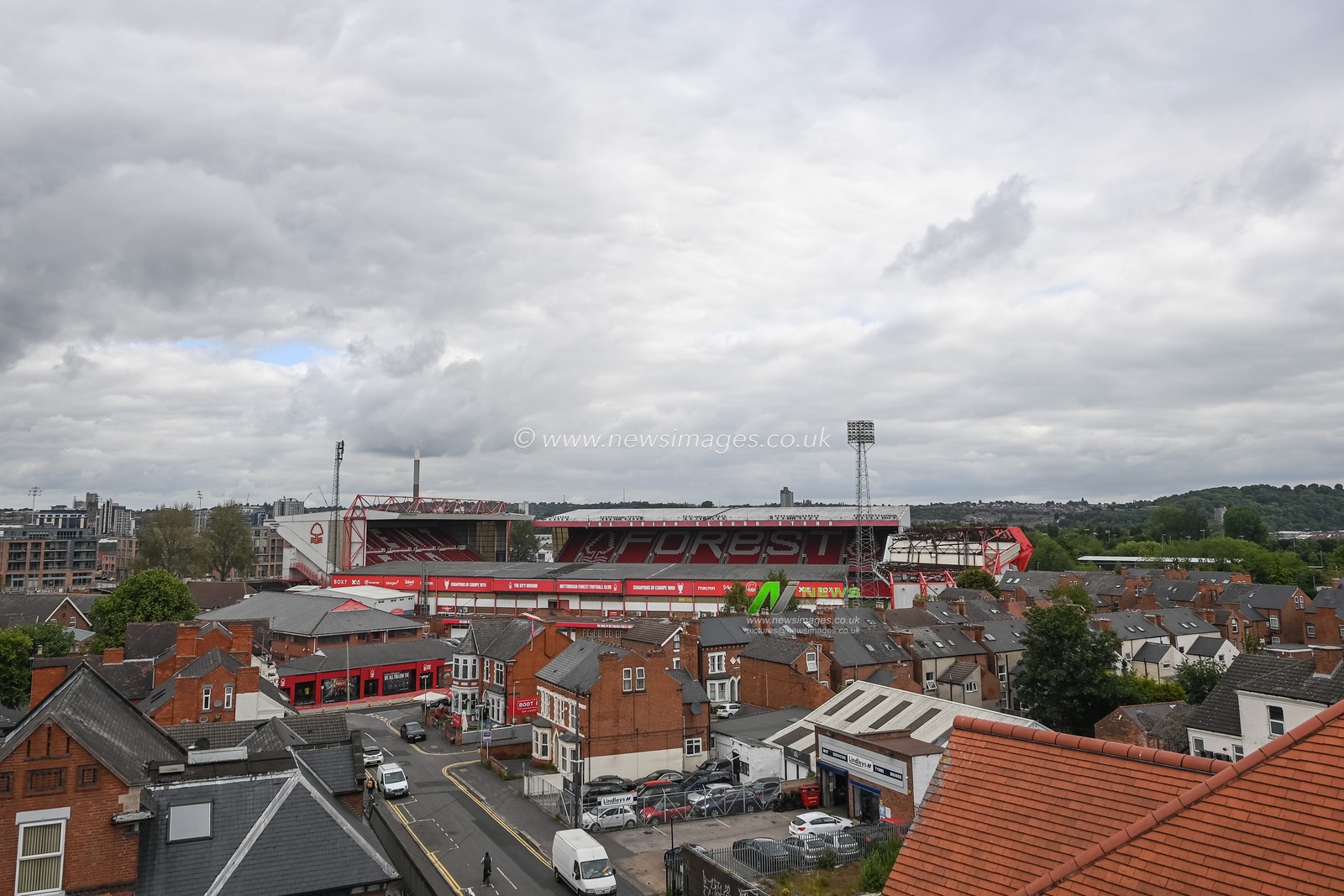A view of Nottingham Forests home â€˜City Groundâ€™. Forest are newly promoted to the Premier League
