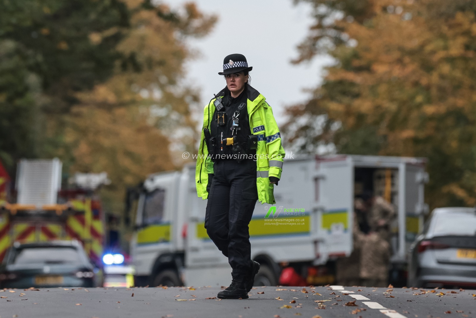 A police officer looks over to the police cordon during the Manchester synagogue attack at Manchester Synagogue, Manchester, United Kingdom, 2nd October 2025

(Photo by Mark Cosgrove/News Images)