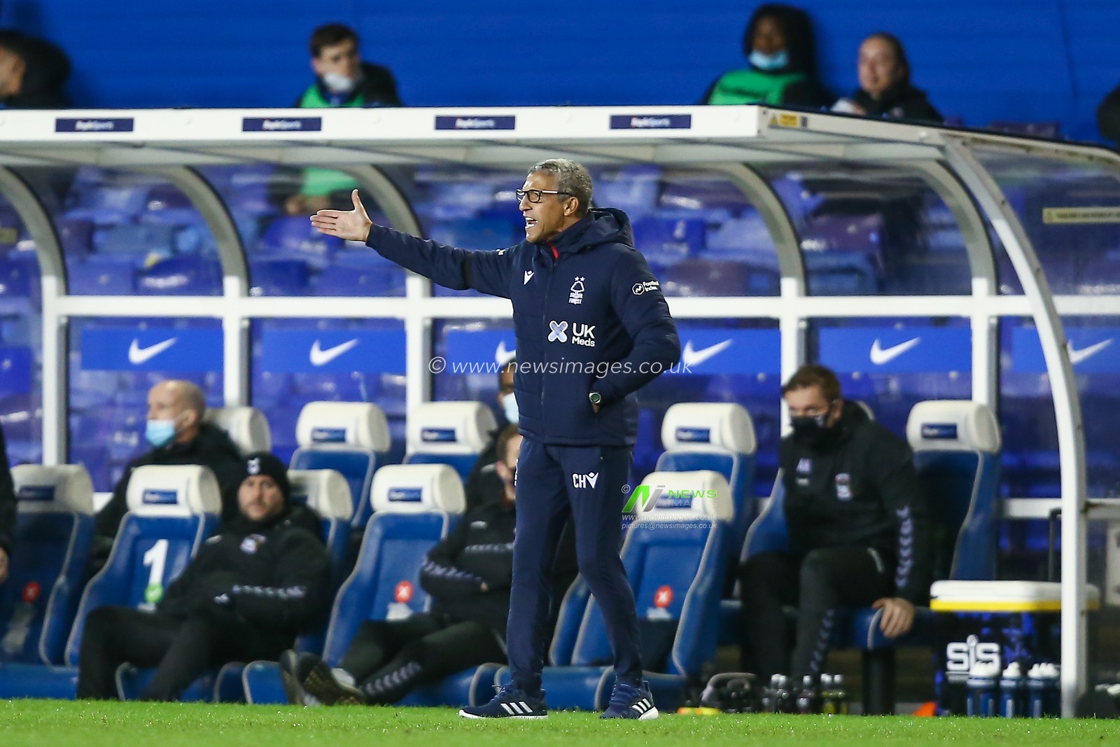 Chris Hughton manager of Nottingham Forest shouting directions to his team in the game against Coventry City